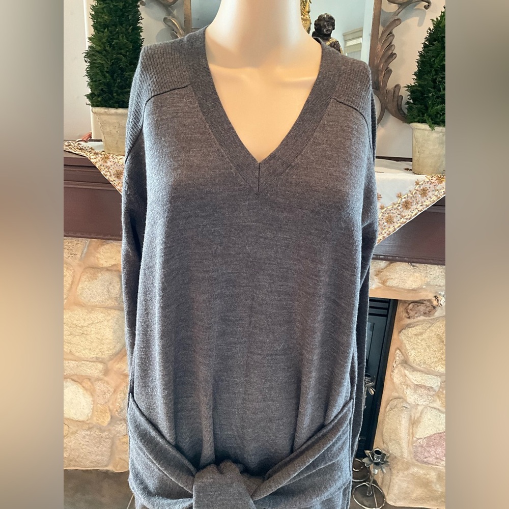 ALL SAINTS Gray Tricot V-Neck Sweater Dress S - Picture 2 of 12